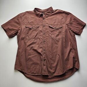Filson Mens XXL Short Sleeve Button Down Shirt Brown Cotton Workwear Pockets